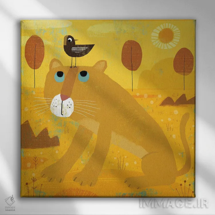 تابلو پلنگ با بابولینک مزاحم اثر گارث لوکاس - نمای روبهرو روی دیوار