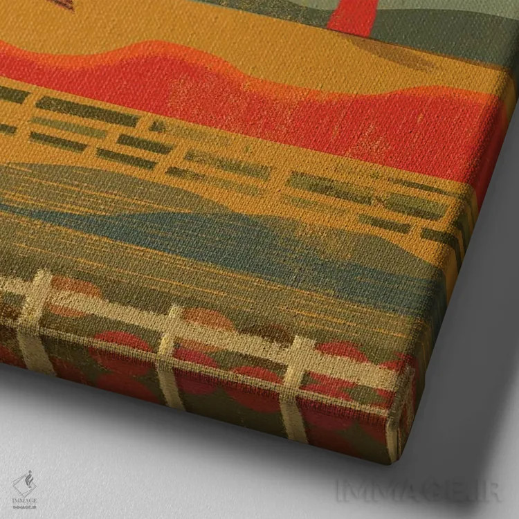 تابلو جغد در غروب آفتاب اثر گارث لوکاس - نمای نزدیک بافت بوم