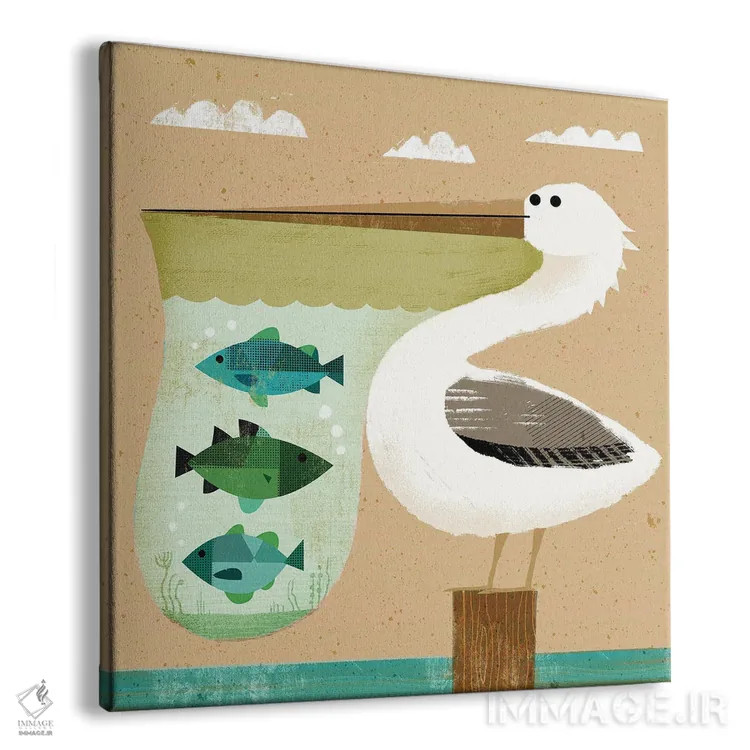 تابلو آکواریوم پلیکانها اثر گارث لوکاس - نمای پرسپکتیو محصول