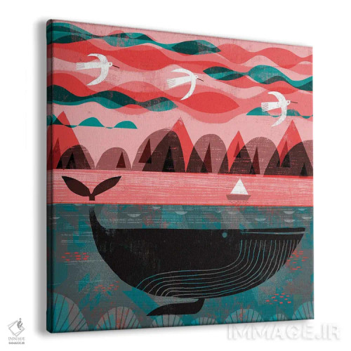 تابلو نهنگ با آسمان صورتی اثر گارث لوکاس - نمای پرسپکتیو محصول