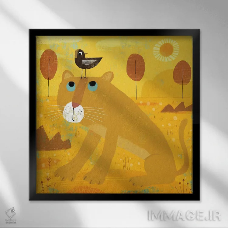 تابلو پلنگ با بابولینک مزاحم اثر گارث لوکاس - نمای قابدار مشکی