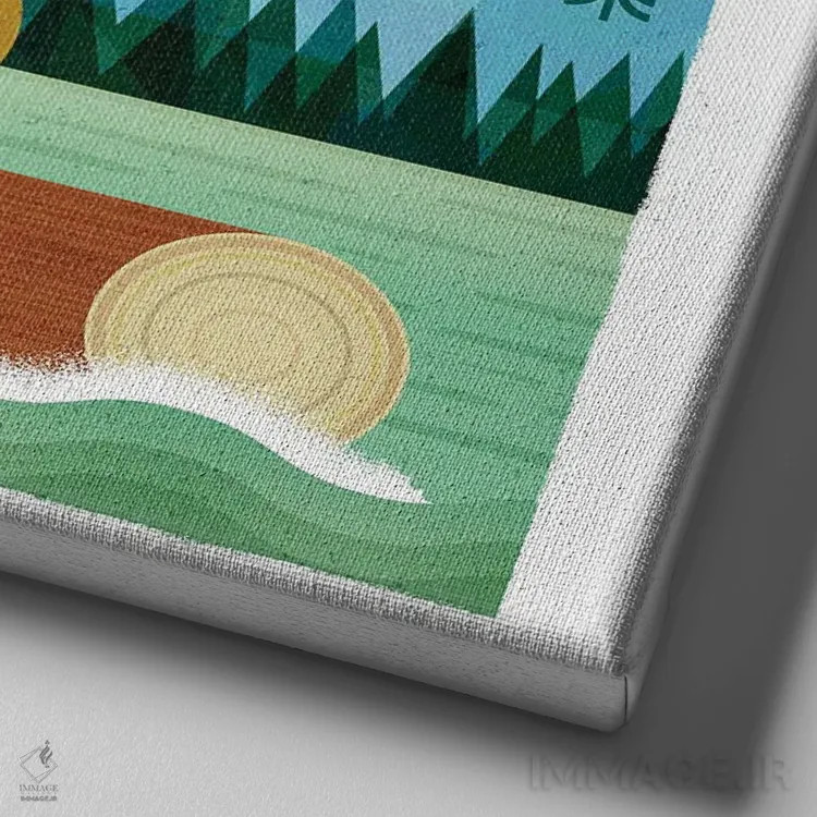 تابلو سگآبی با بانجو و پرندهٔ آبی اثر گارث لوکاس - نمای نزدیک بافت بوم