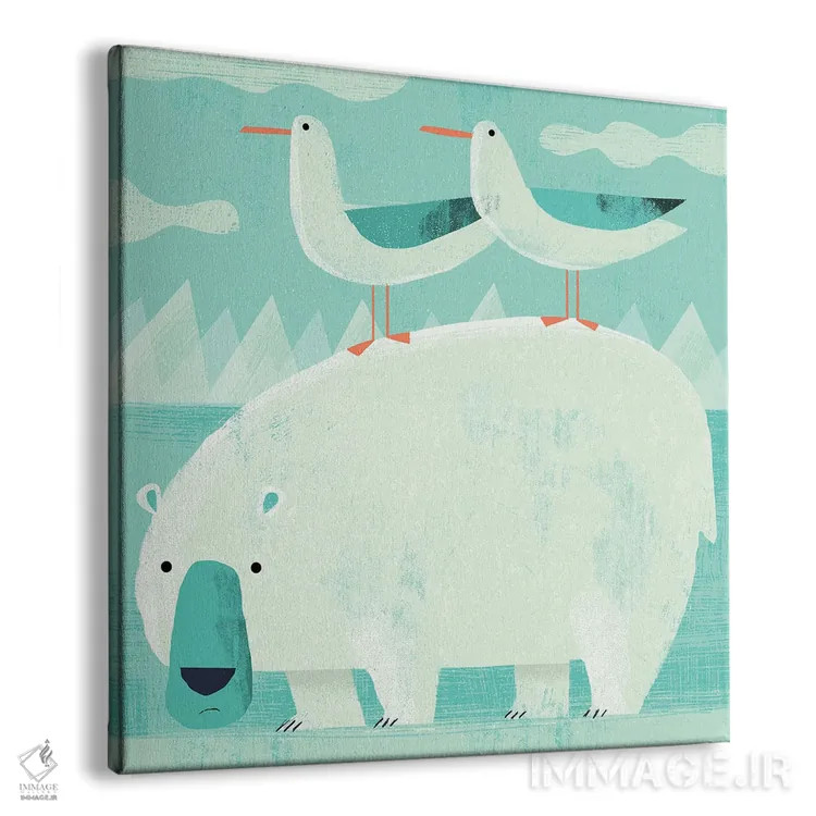تابلو خرس قطبی با پرندگان مزاحم اثر گارث لوکاس - نمای پرسپکتیو محصول