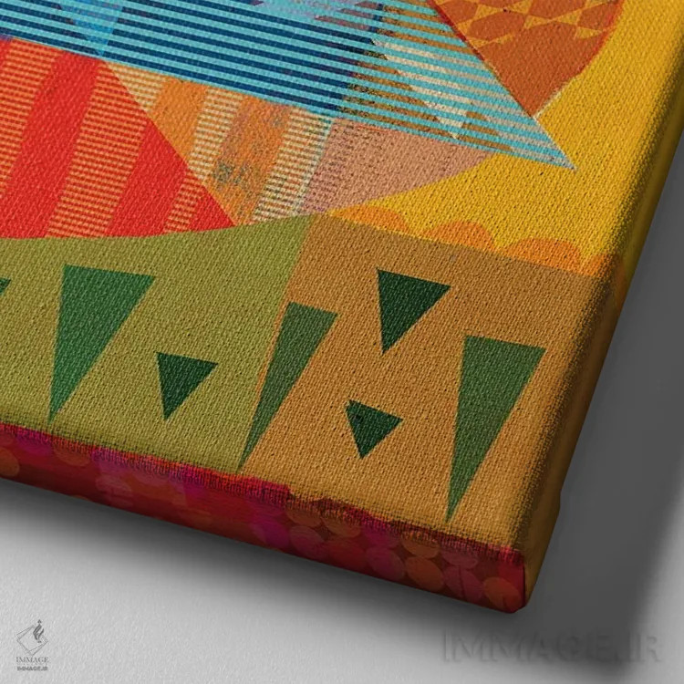 تابلو خروس وصلهدار (ابرنگی) اثر گارث لوکاس - نمای نزدیک بافت بوم