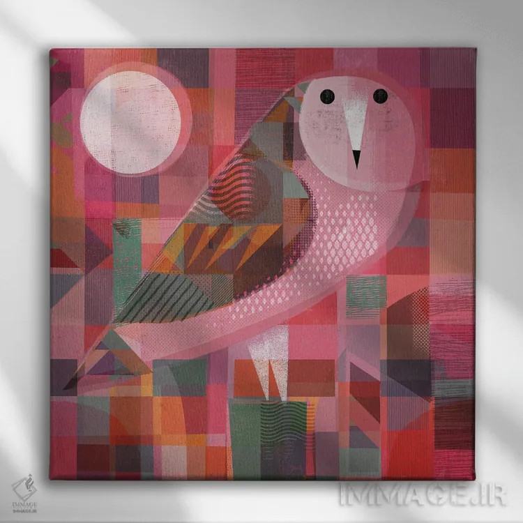 تابلو جغد قرمز اثر گارث لوکاس - نمای روبهرو روی دیوار