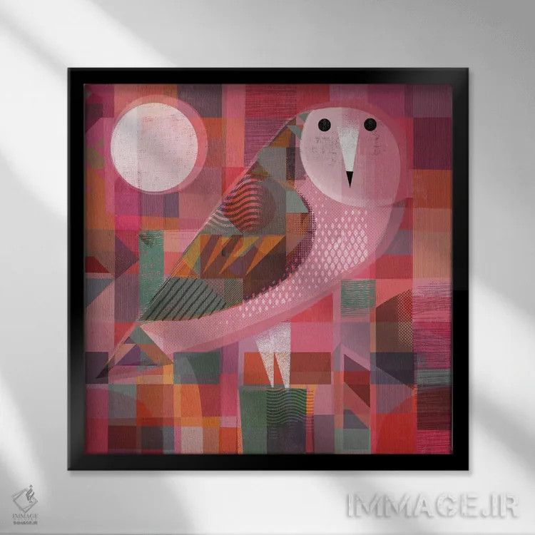 تابلو جغد قرمز اثر گارث لوکاس - نمای قابدار مشکی