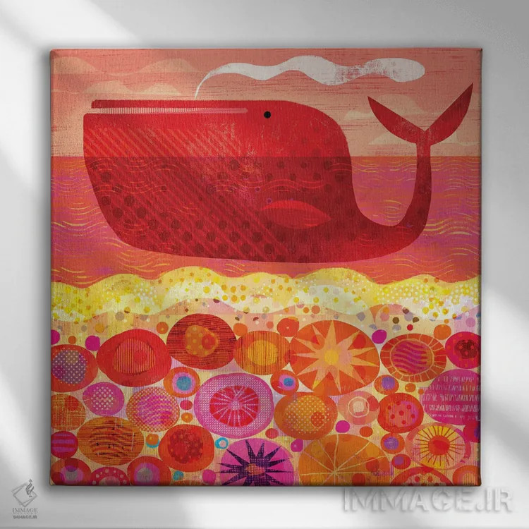 تابلو نهنگ قرمز اثر گارث لوکاس - نمای روبهرو روی دیوار