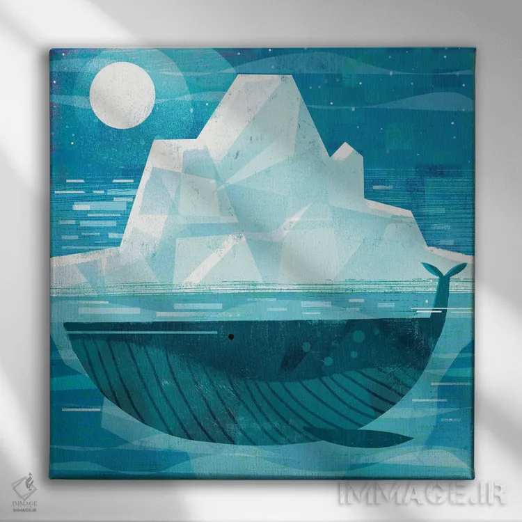 تابلو نهنگ کوه یخی اثر گارث لوکاس - نمای روبهرو روی دیوار