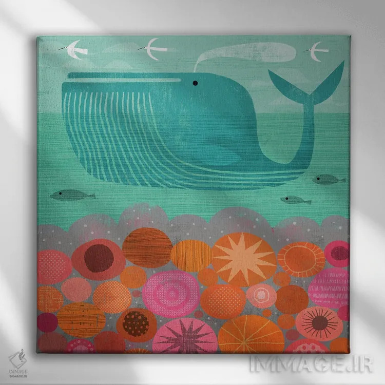 تابلو نهنگ و سنگها اثر گارث لوکاس - نمای روبهرو روی دیوار