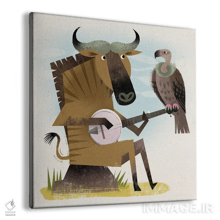 تابلو نو با بانجو و کرکس اثر گارث لوکاس - نمای پرسپکتیو محصول