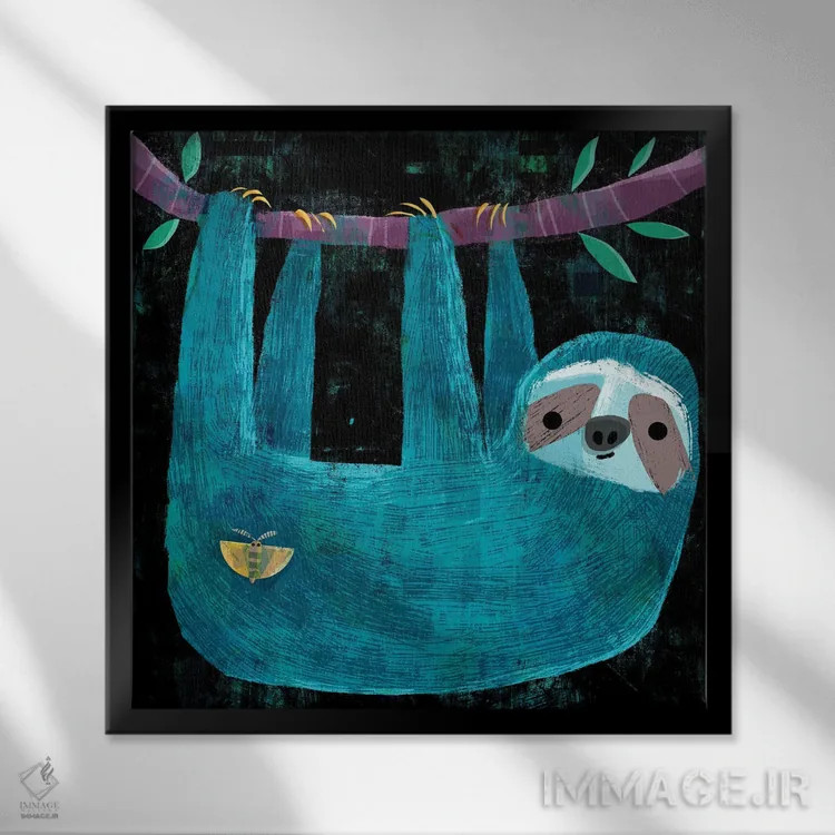 تابلو تنبل و پروانه شب (شبپره) اثر گارث لوکاس - نمای قابدار مشکی