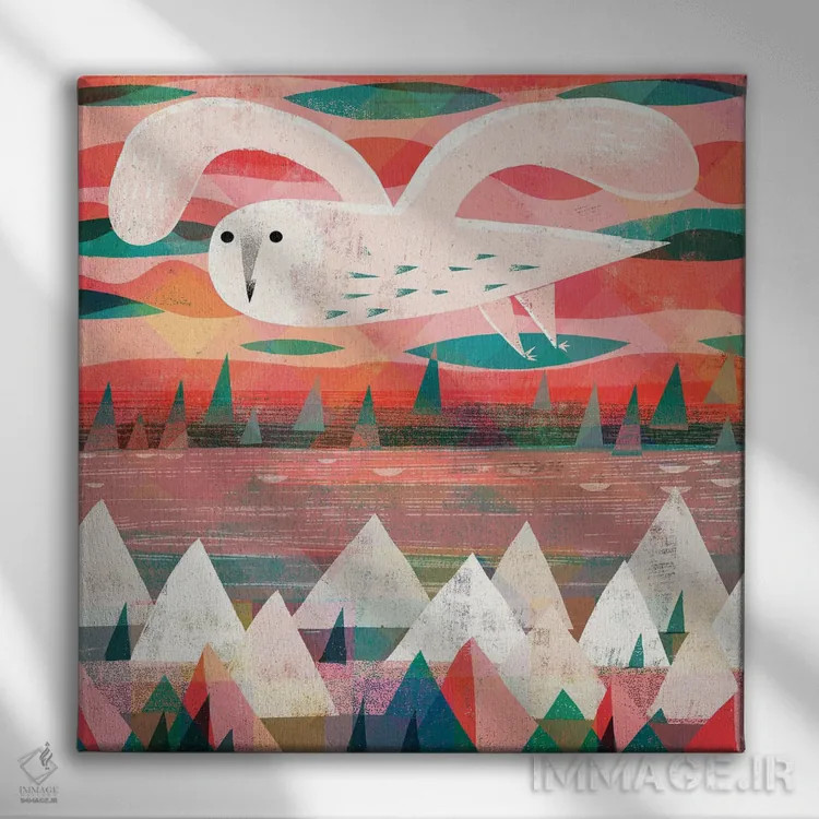 تابلو جغد برفی اثر گارث لوکاس - نمای روبهرو روی دیوار