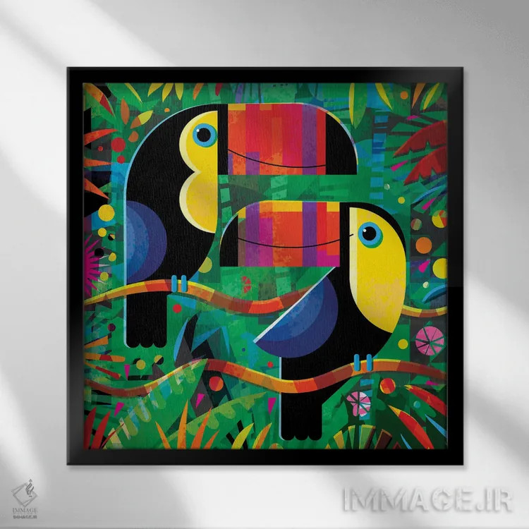 تابلو توکانها اثر گارث لوکاس - نمای قابدار مشکی