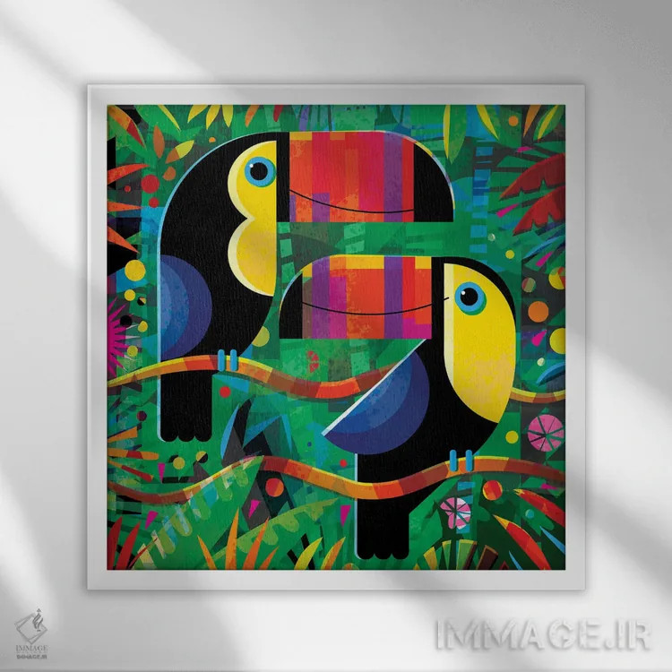 تابلو توکانها اثر گارث لوکاس - نمای قابدار سفید