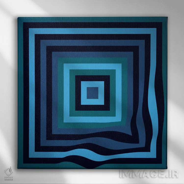 تابلو موج آبی اثر گرگ مابلی - نمای روبهرو روی دیوار