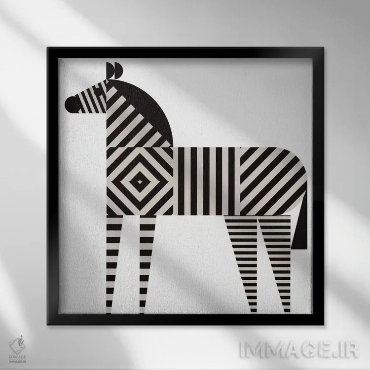 تابلو خطوط گورخری اثر گرگ مابلی - نمای قابدار مشکی