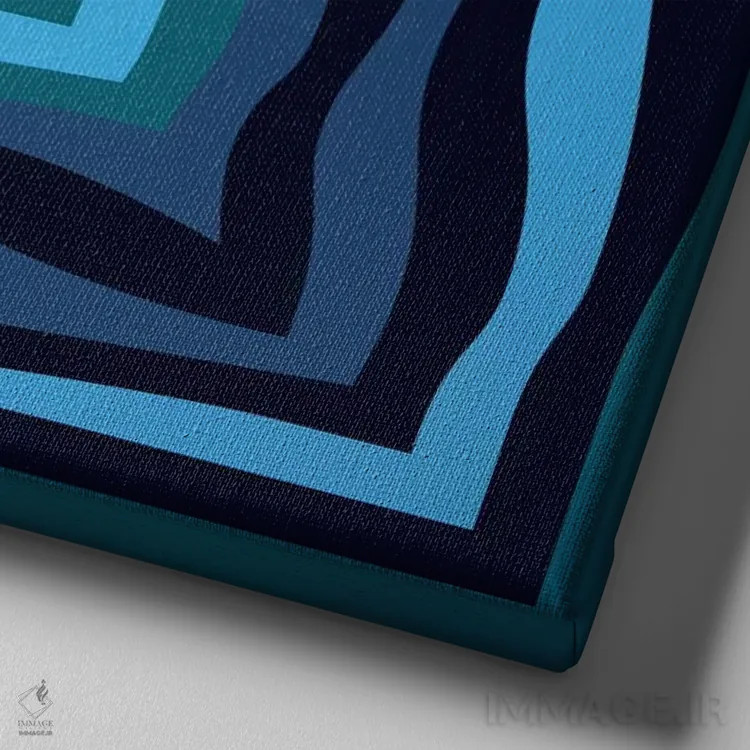 تابلو موج آبی اثر گرگ مابلی - نمای نزدیک بافت بوم