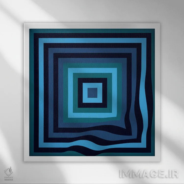 تابلو موج آبی اثر گرگ مابلی - نمای قابدار سفید