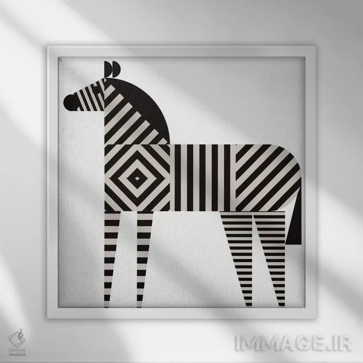 تابلو خطوط گورخری اثر گرگ مابلی - نمای قابدار سفید