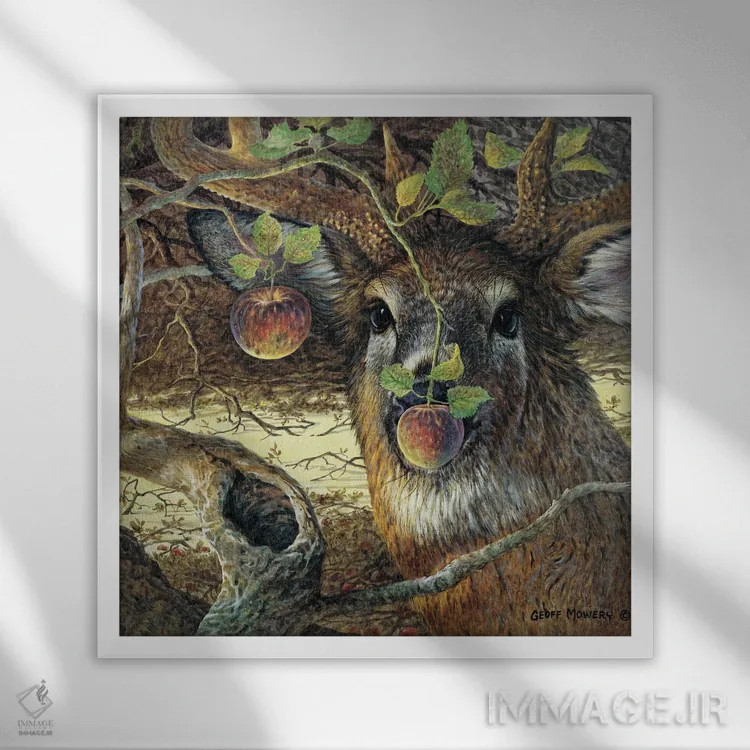 تابلو مهمان باغ میوه اثر جف مووری - نمای قابدار سفید