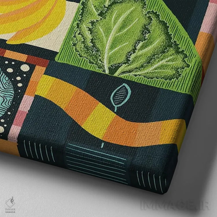 تابلو محراب میوهها اثر سارا گون - نمای نزدیک بافت بوم