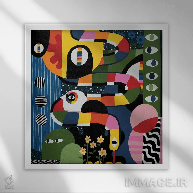 تابلو باغ کیهانی اثر سارا گون - نمای قابدار سفید