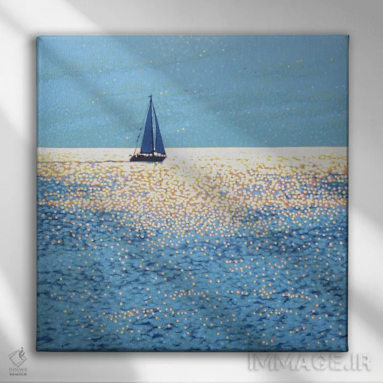تابلو قایقرانی در دریای درخشان ۲ اثر گوردون هانت - نمای روبهرو روی دیوار