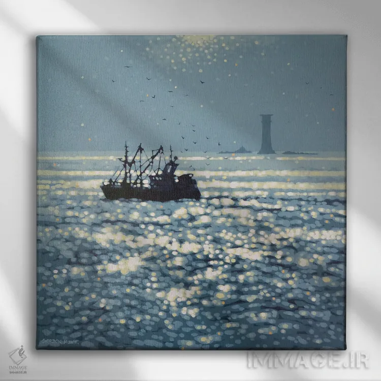 تابلو عبور از کنار فانوس دریایی اثر گوردون هانت - نمای روبهرو روی دیوار