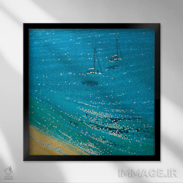 تابلو خلیج فیروزهای اثر گوردون هانت - نمای قابدار مشکی