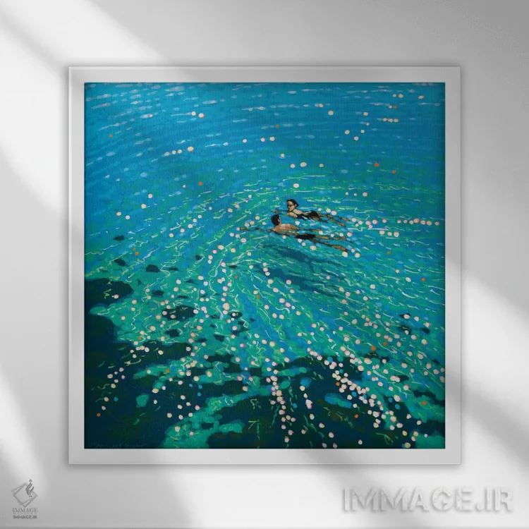 تابلو شنای گپ و گفت اثر گوردون هانت - نمای قابدار سفید