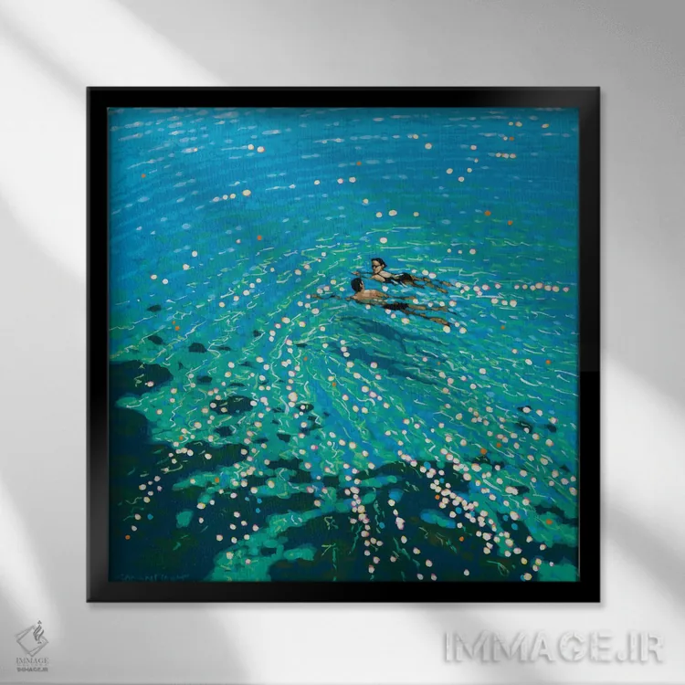 تابلو شنای گپ و گفت اثر گوردون هانت - نمای قابدار مشکی