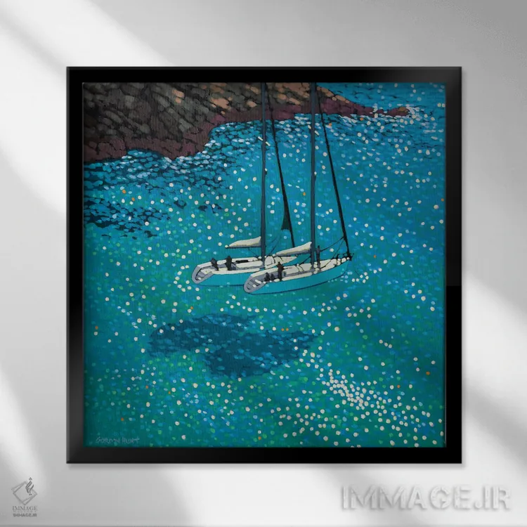 تابلو قرار ملاقات در خلیج فیروزهای اثر گوردون هانت - نمای قابدار مشکی