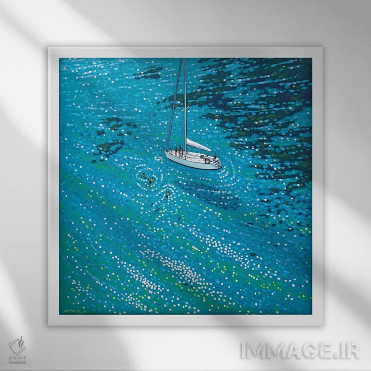 تابلو توقف شنا اثر گوردون هانت - نمای قابدار سفید