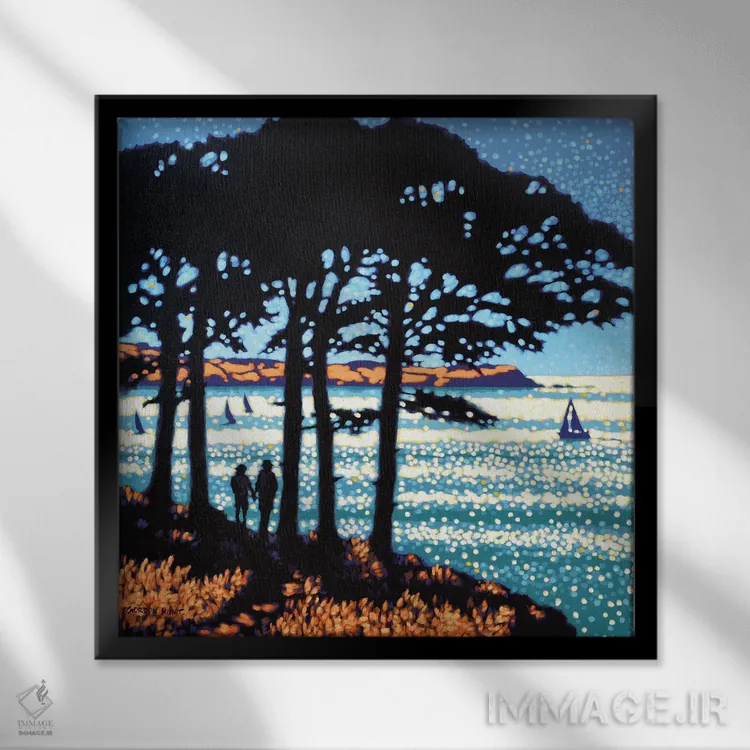 تابلو آفتاب مسیر ساحلی اثر گوردون هانت - نمای قابدار مشکی