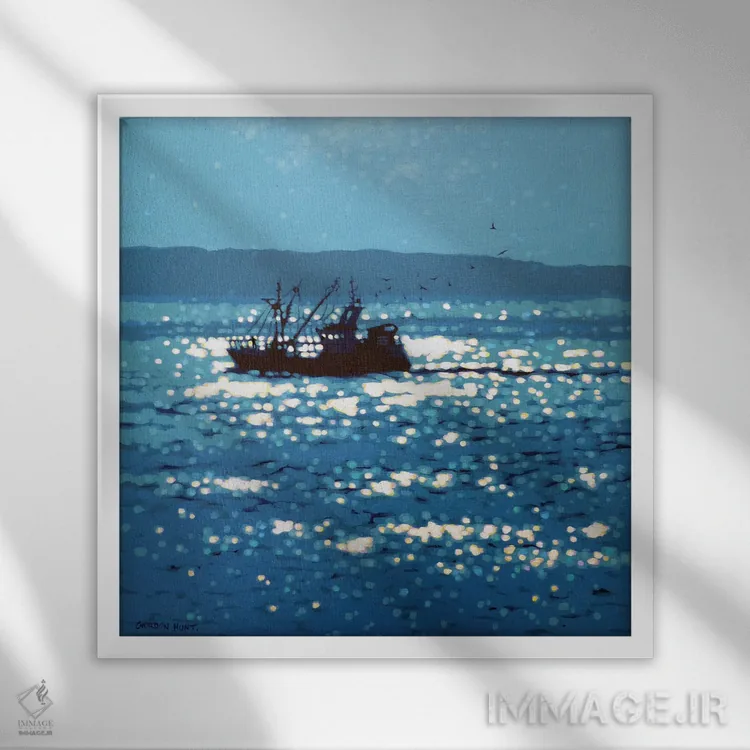 تابلو با صید به خانه اثر گوردون هانت - نمای قابدار سفید