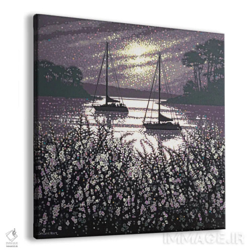 تابلو شکوفهٔ درخت بلکتورن در نور صبحگاهی اثر گوردون هانت - نمای پرسپکتیو محصول