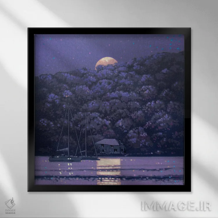 تابلو تابش ماه اثر گوردون هانت - نمای قابدار مشکی