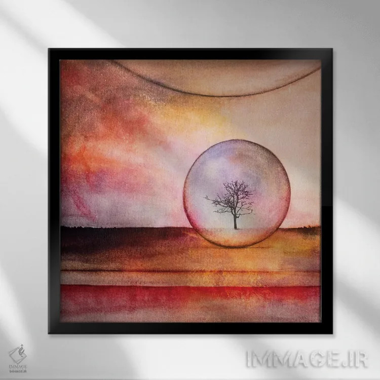 تابلو درخت تنها چهارم اثر مارکو گونزالز - نمای قابدار مشکی