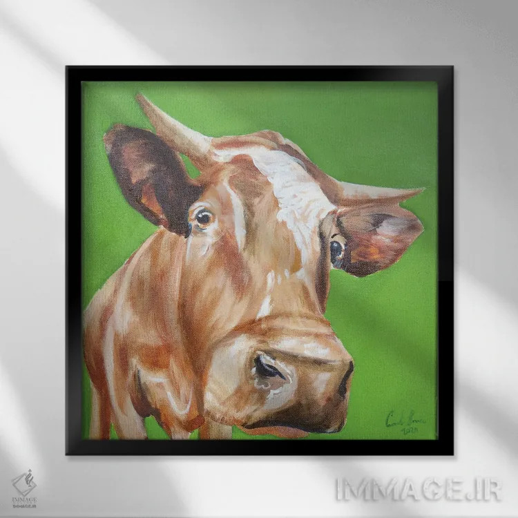 تابلو نمای نزدیک گاو اثر گوردون بروس - نمای قابدار مشکی