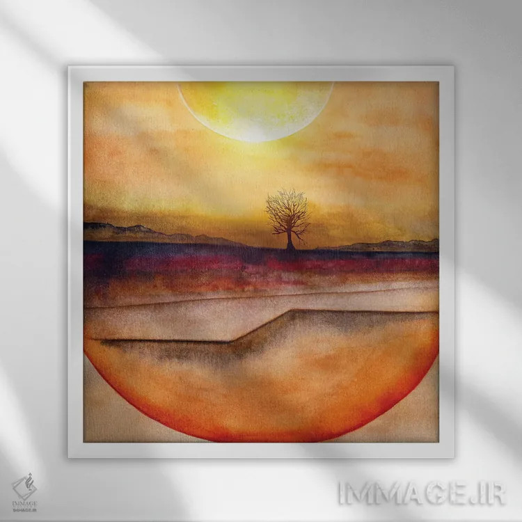 تابلو درخت تنها سوم اثر مارکو گونزالز - نمای قابدار سفید