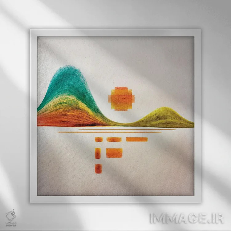 تابلو کوهستان انتزاعی ۸ اثر مارکو گونزالز - نمای قابدار سفید