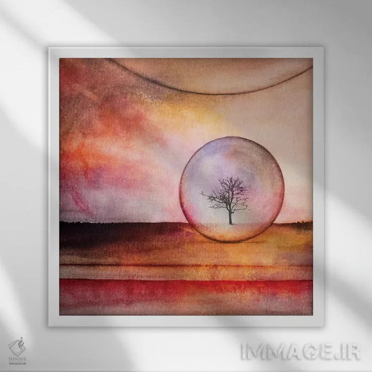 تابلو درخت تنها چهارم اثر مارکو گونزالز - نمای قابدار سفید