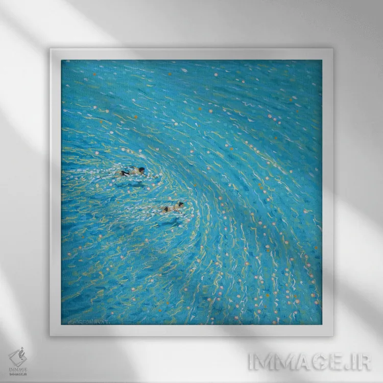 تابلو داخل آبی اثر گوردون هانت - نمای قابدار سفید