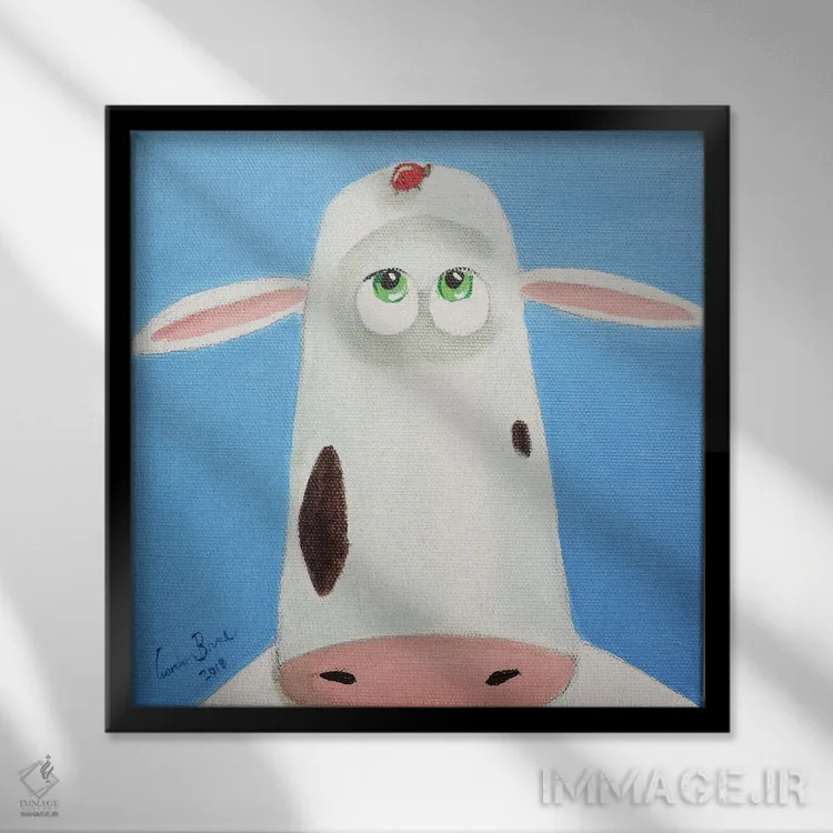 تابلو گاو و کفشدوزک اثر گوردون بروس - نمای قابدار مشکی