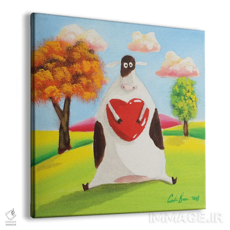 تابلو گاو با قلب اثر گوردون بروس - نمای پرسپکتیو محصول