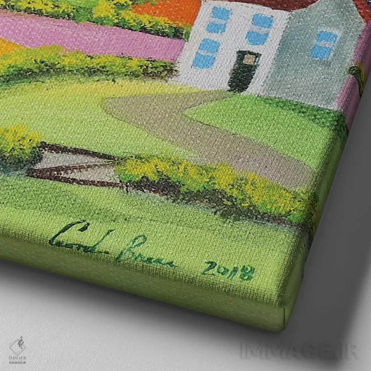 تابلو گاو در مزرعه اثر گوردون بروس - نمای نزدیک بافت بوم