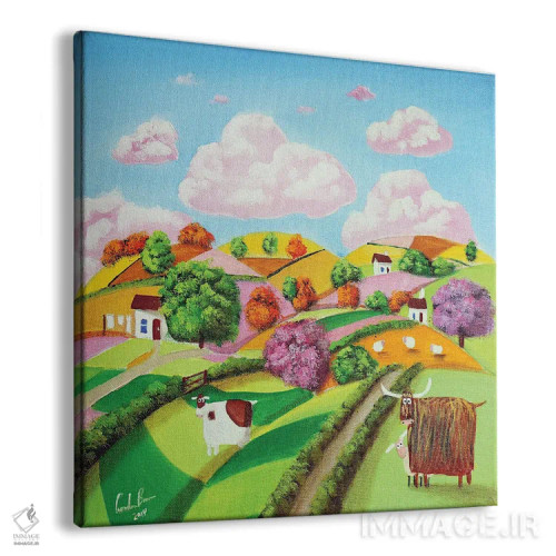 تابلو تپههای نرم و مزارع وصلهدوزیشده اثر گوردون بروس - نمای پرسپکتیو محصول