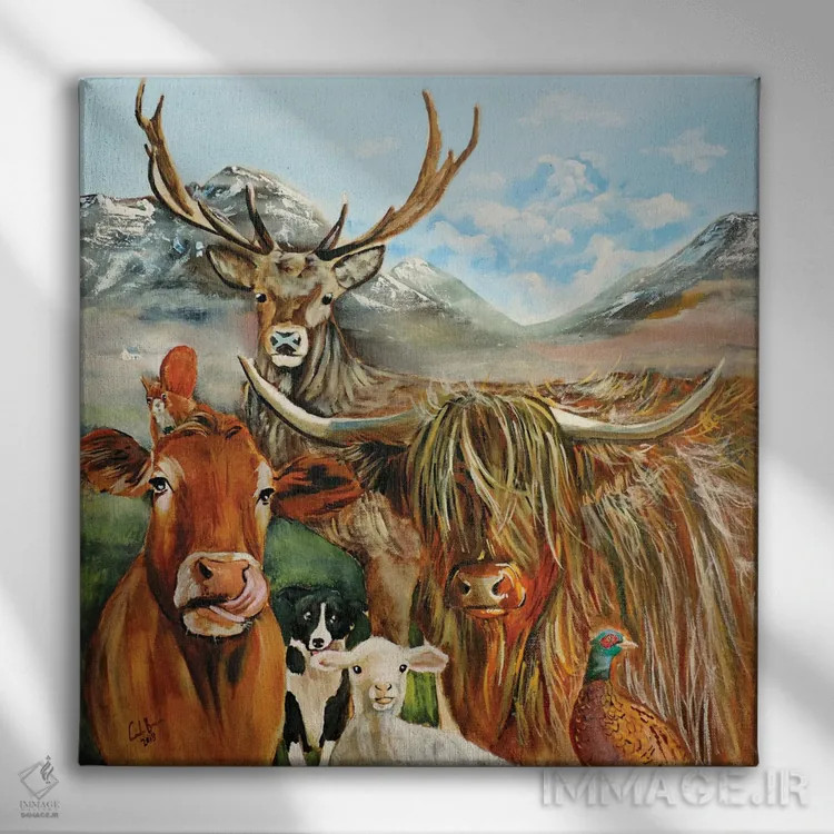 تابلو اهالی اسکاتلند اثر گوردون بروس - نمای روبهرو روی دیوار