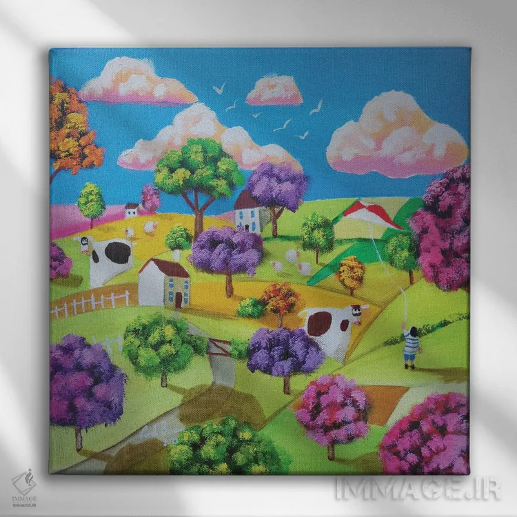 تابلو بادبادکبازی اثر گوردون بروس - نمای روبهرو روی دیوار