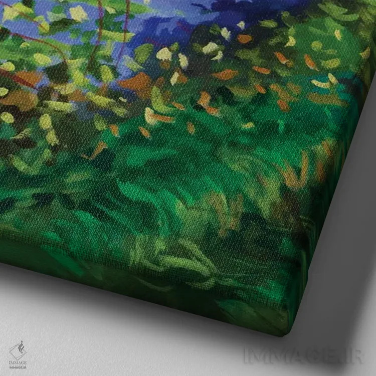 تابلو برکهٔ نیلوفر آبی مونه اثر گوردون بروس - نمای نزدیک بافت بوم